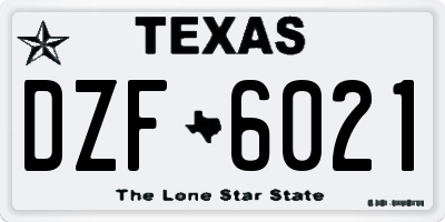 TX license plate DZF6021
