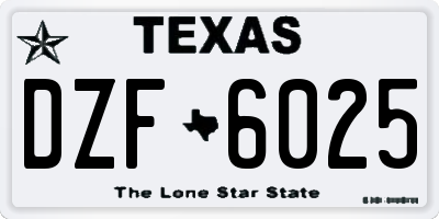 TX license plate DZF6025