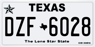 TX license plate DZF6028