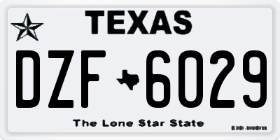 TX license plate DZF6029