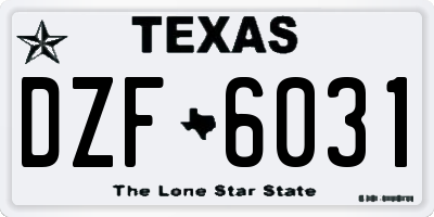 TX license plate DZF6031
