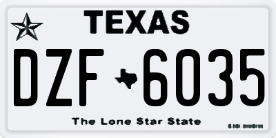 TX license plate DZF6035