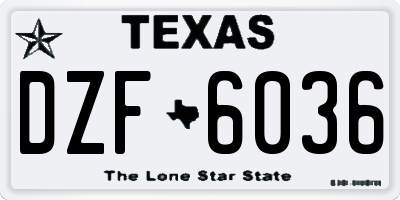 TX license plate DZF6036