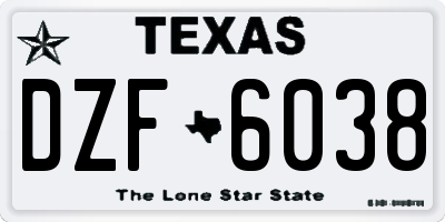 TX license plate DZF6038