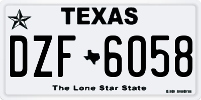 TX license plate DZF6058