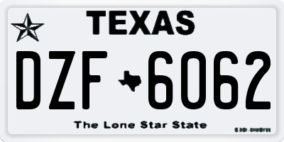 TX license plate DZF6062