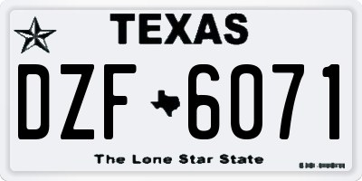 TX license plate DZF6071