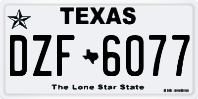 TX license plate DZF6077