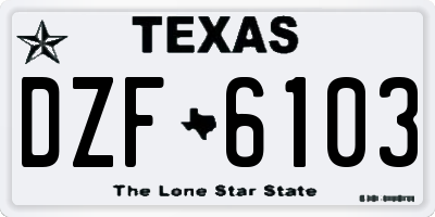 TX license plate DZF6103