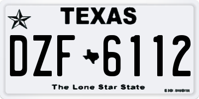 TX license plate DZF6112