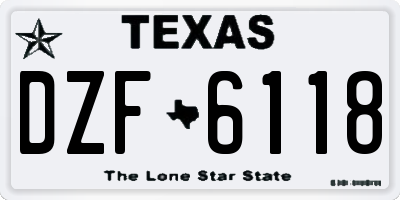 TX license plate DZF6118