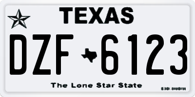 TX license plate DZF6123