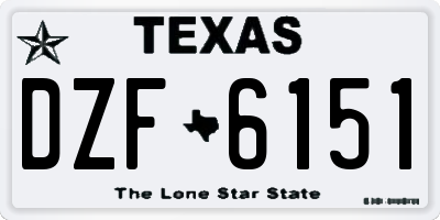 TX license plate DZF6151