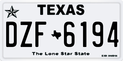 TX license plate DZF6194