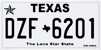 TX license plate DZF6201