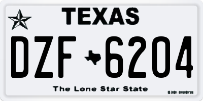TX license plate DZF6204