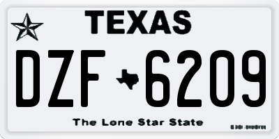 TX license plate DZF6209