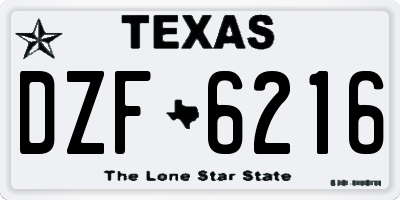 TX license plate DZF6216