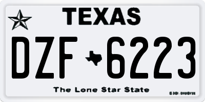 TX license plate DZF6223