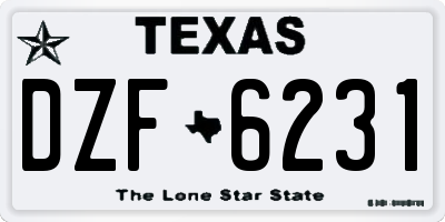 TX license plate DZF6231