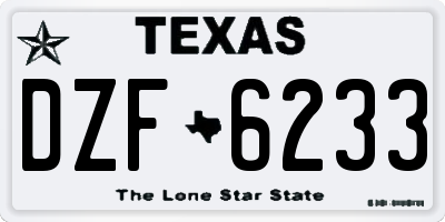 TX license plate DZF6233