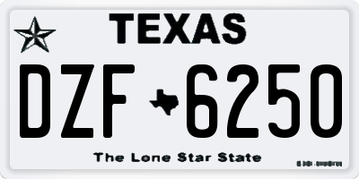 TX license plate DZF6250