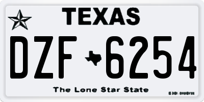 TX license plate DZF6254