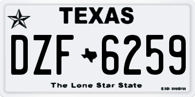 TX license plate DZF6259