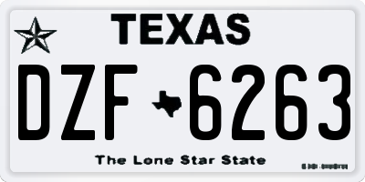 TX license plate DZF6263