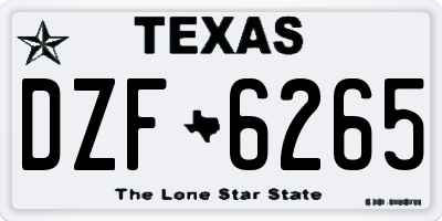 TX license plate DZF6265