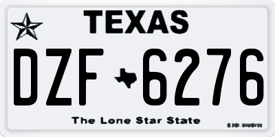 TX license plate DZF6276