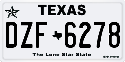 TX license plate DZF6278