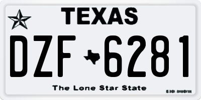 TX license plate DZF6281