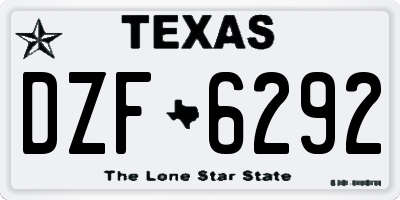 TX license plate DZF6292