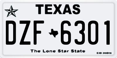 TX license plate DZF6301