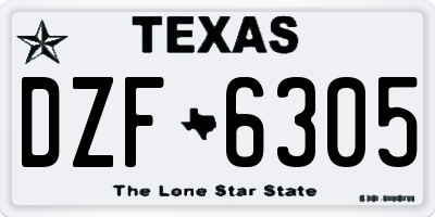 TX license plate DZF6305