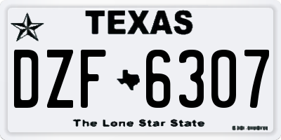 TX license plate DZF6307