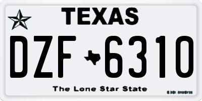 TX license plate DZF6310