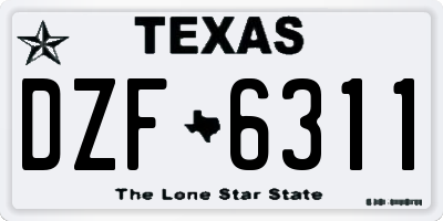 TX license plate DZF6311