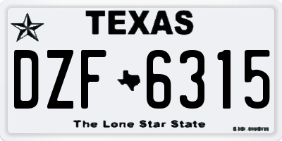 TX license plate DZF6315