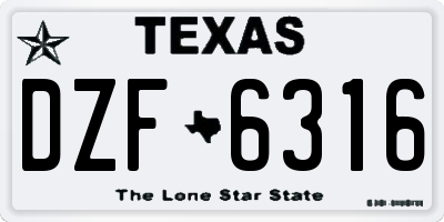 TX license plate DZF6316