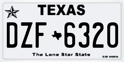 TX license plate DZF6320