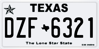 TX license plate DZF6321