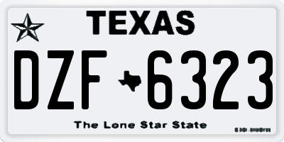 TX license plate DZF6323