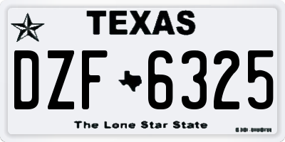 TX license plate DZF6325