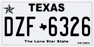 TX license plate DZF6326