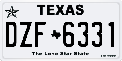 TX license plate DZF6331