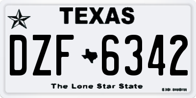 TX license plate DZF6342