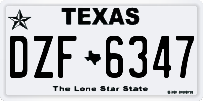 TX license plate DZF6347