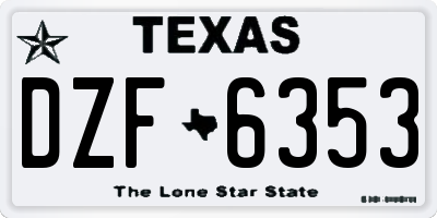 TX license plate DZF6353